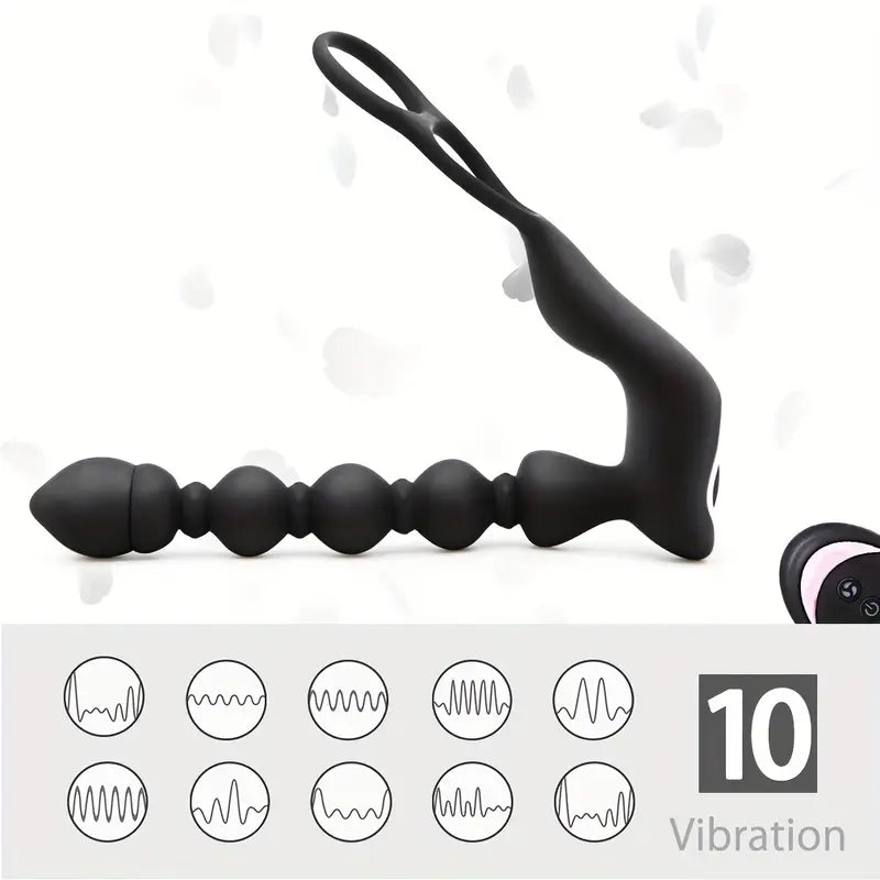 10 Thrusting Vibrating Anal Dildo G-Spot Vibrator Anal Plug With Cock Ring