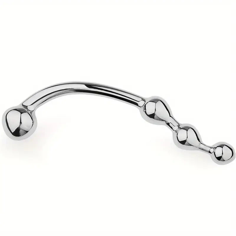 Stainless Steel Anal Stopper With 4 Beads Prostate Massager For Adults