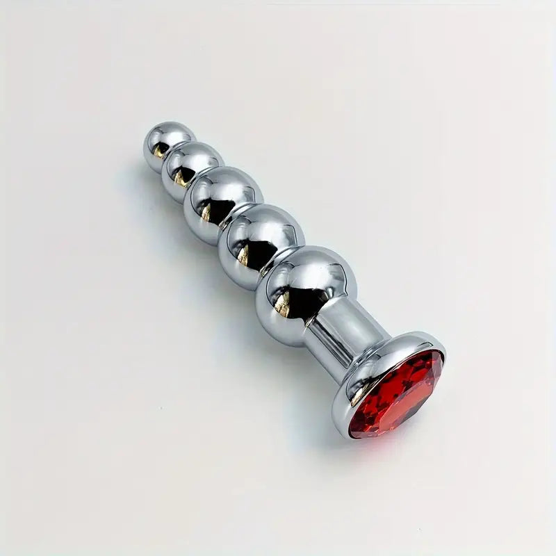 Metal Anal Plug 5 Beads Anal Dilator Jewel Base Butt Plug Anal Toy