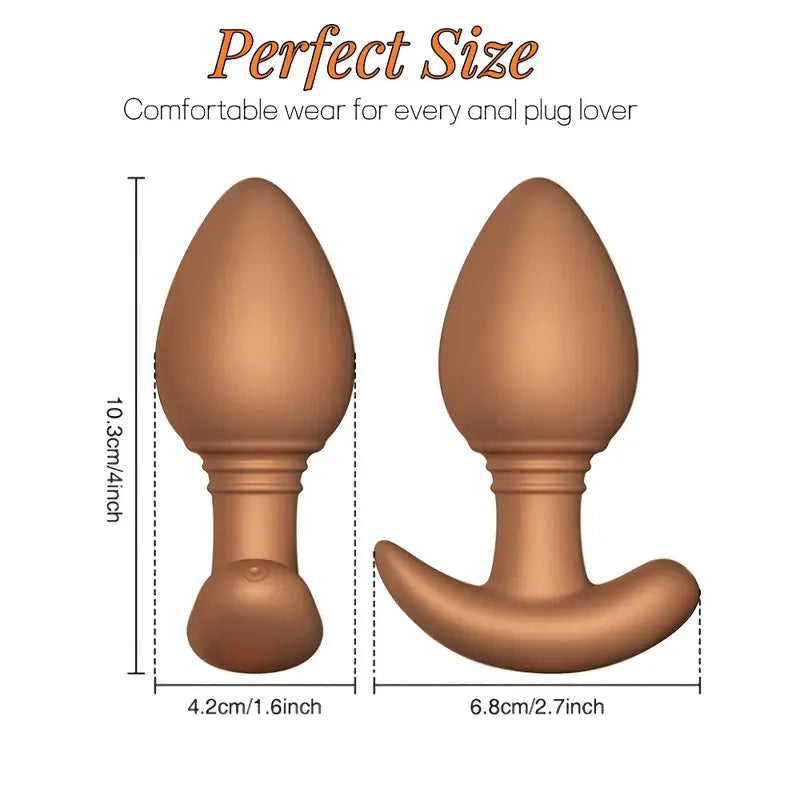 Golden Silicone Vibrating Butt Plug Rechargeable Prostate Massager