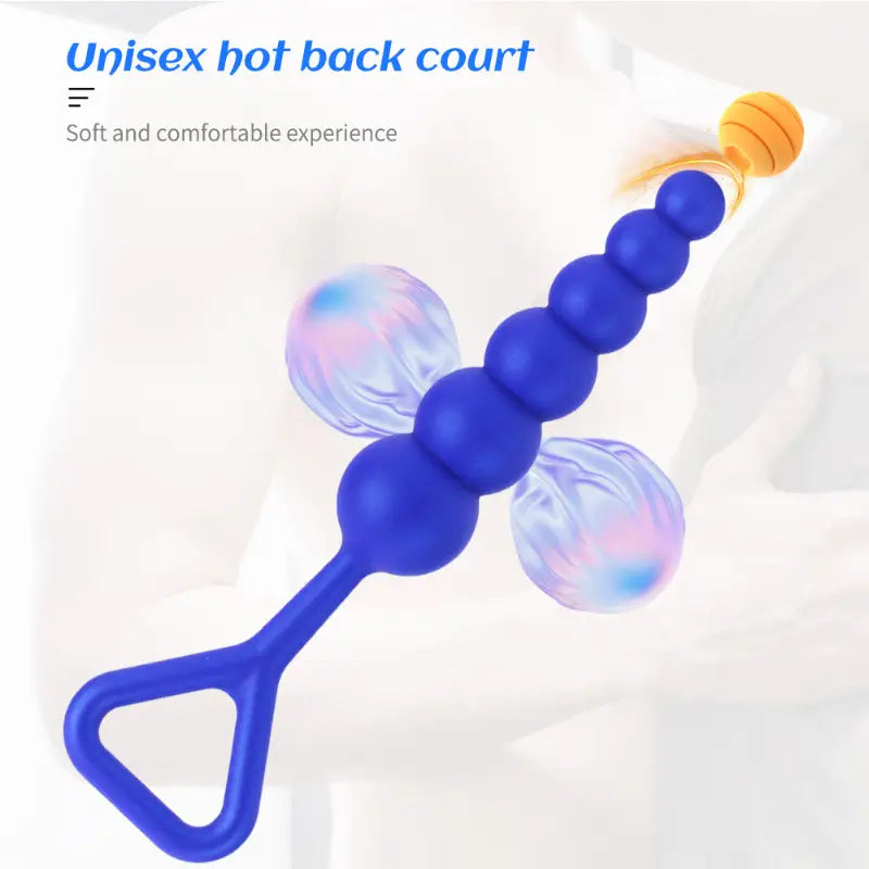 Anal Pulling Beads BDSM Silicone Anal Plug Blue & Purple Anal Stimulation