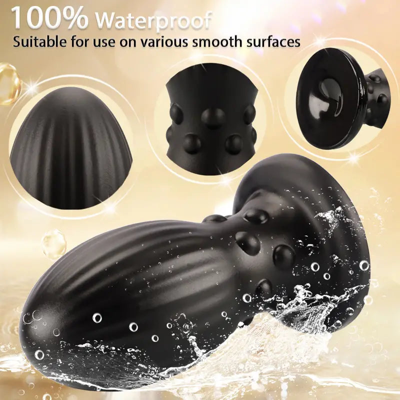 Black Anal Plug With Grains Dragon Egg Base With Suction Cup Anal Plug