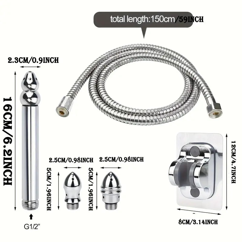 3 Head Shower Enema Flusher Attachment With 59 "Shower Hose Bathroom