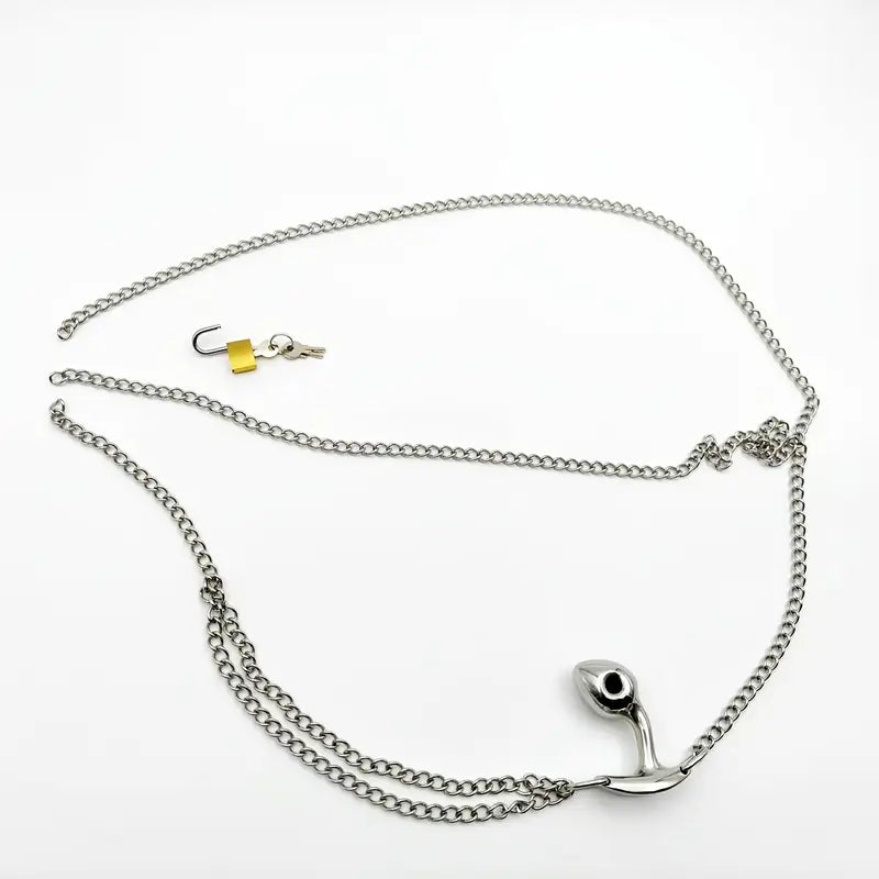 Wearable Iron Underwear With Metal Anal Plug For Posterior Massage