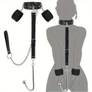 4th Generation Reverse Hand Sex Toy With Traction Chain Black Faux Leather