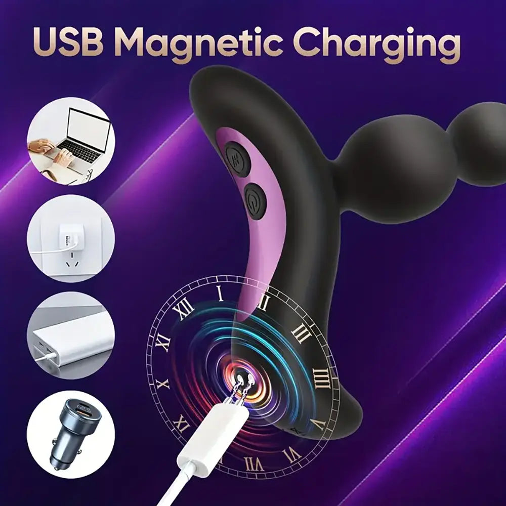 Vaginal G-spot Deep Stimulation Vibrating Beads Butt Plug Sex Stimulator