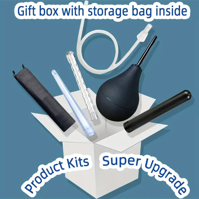 Silicone Irrigation Bulb Set 7.9oz Cleaning Rinse Hose Nozzles Enema Shower