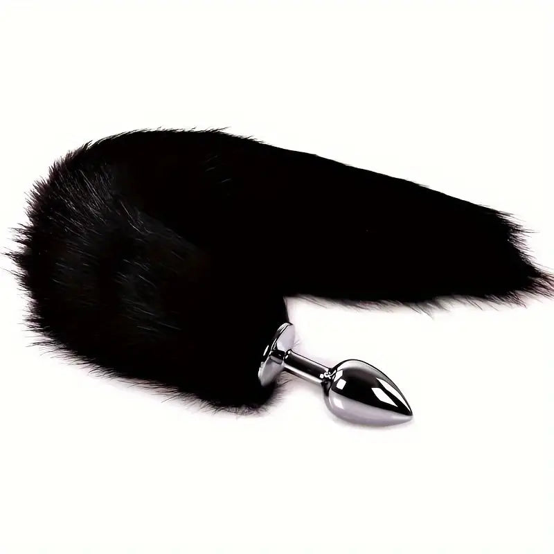 Anal Plug Trainer With Imitation Fluffy Fox Tail Furry Long Fox Tail Role Play