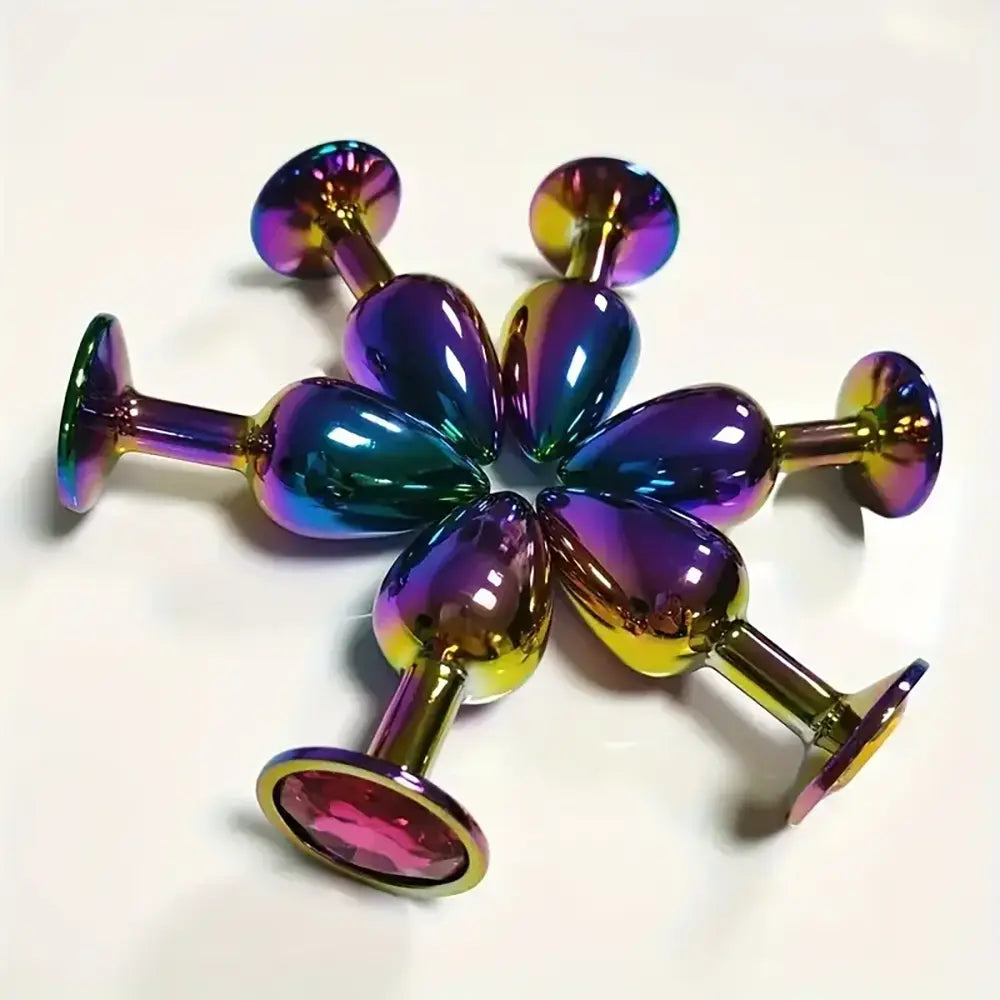 Colorful Anal Plug Three-in-One Pull Adult Sex Toy Metal Backyard