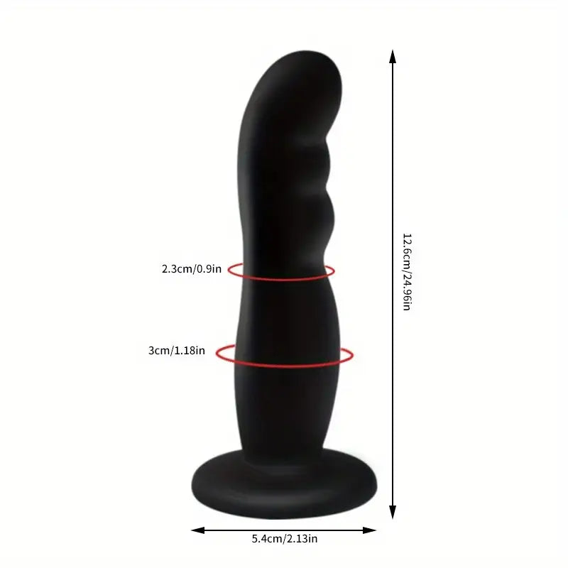 Powerful Suction Cup Anal Beads Flexible Black Silicone Pleasure Anal Plug