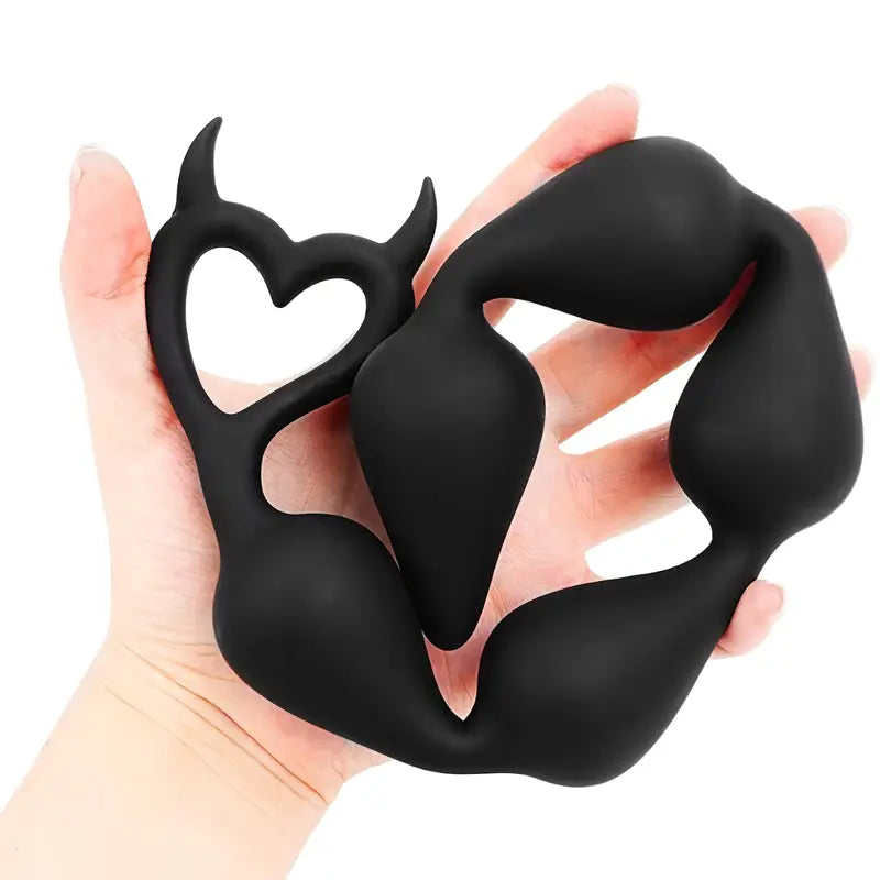 Silicone Anal Beads Butt Plug With 5 Heart Balls Flexible Anal Sex Toy
