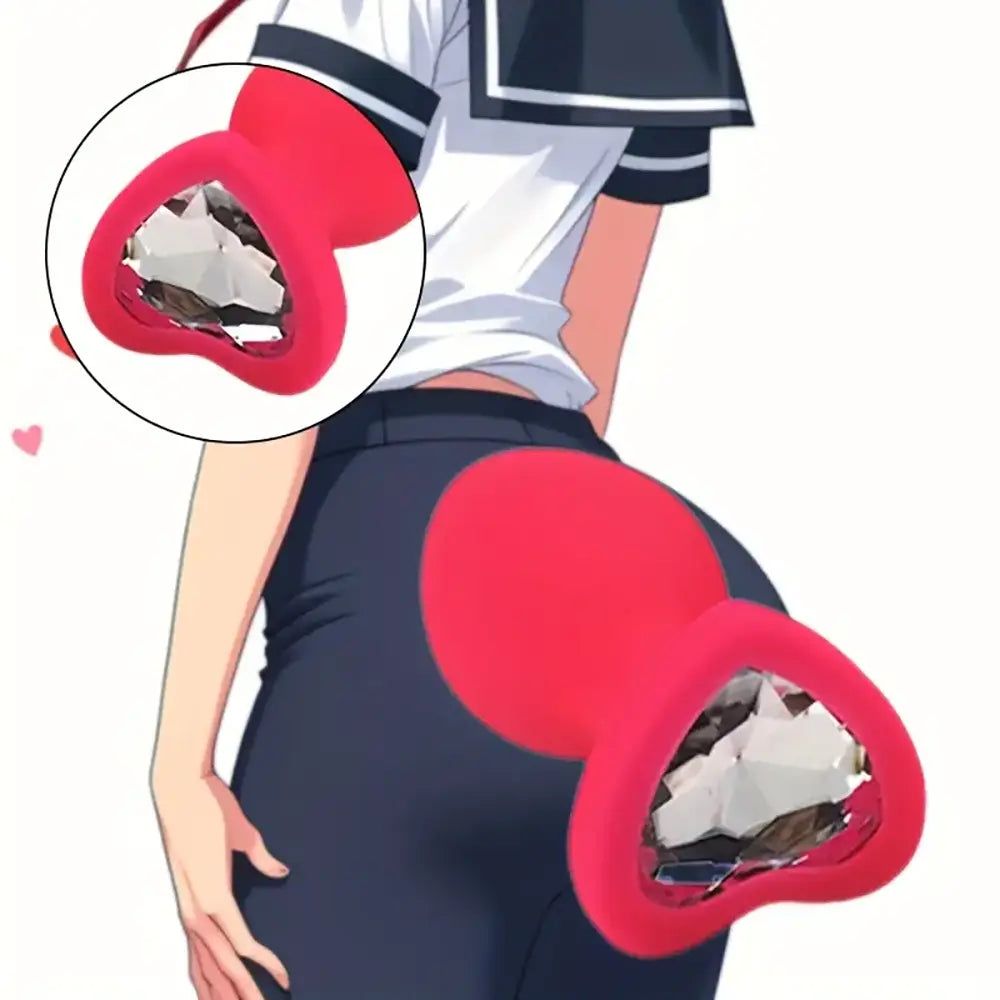 Heart 3 Sizes Stainless Steel Crystal Anal Plug Removable Butt Plug