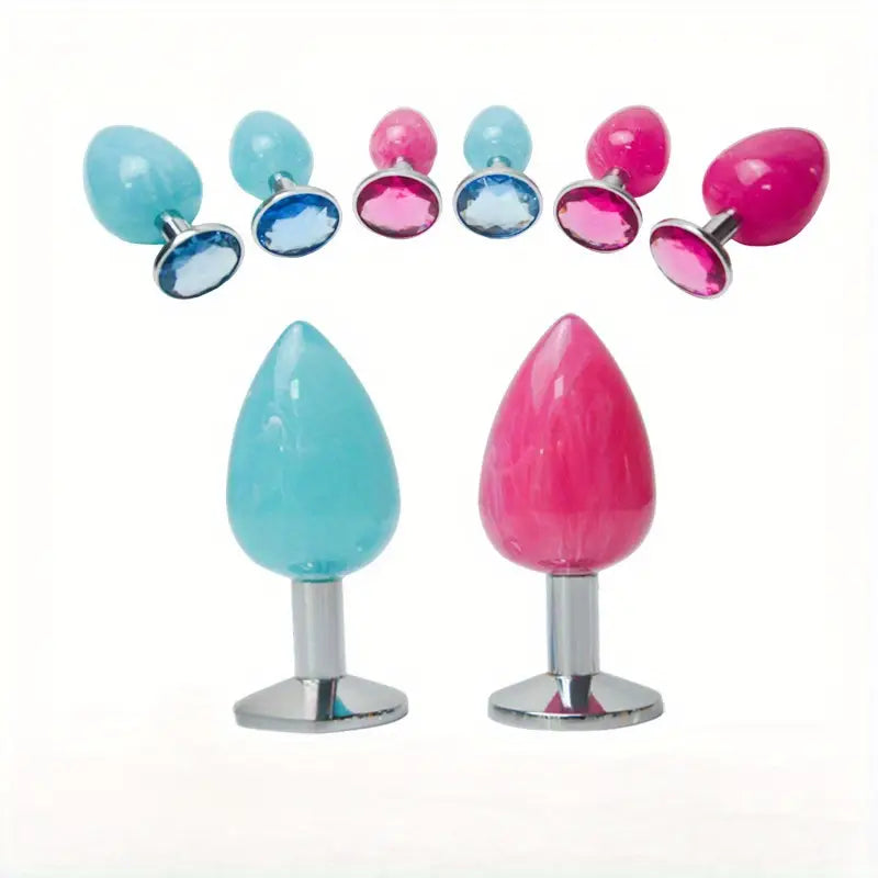 Colorful Water Diamond Metal Anal Plug For Couples For Foreplay Intimacy