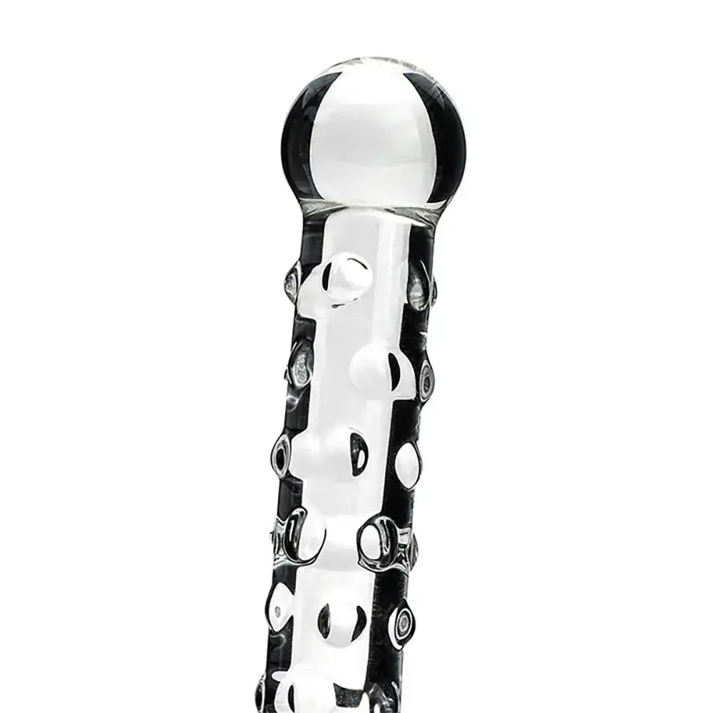 Elegant Glass Threaded Anal Plug With Heart-Shaped Beads Stimulator