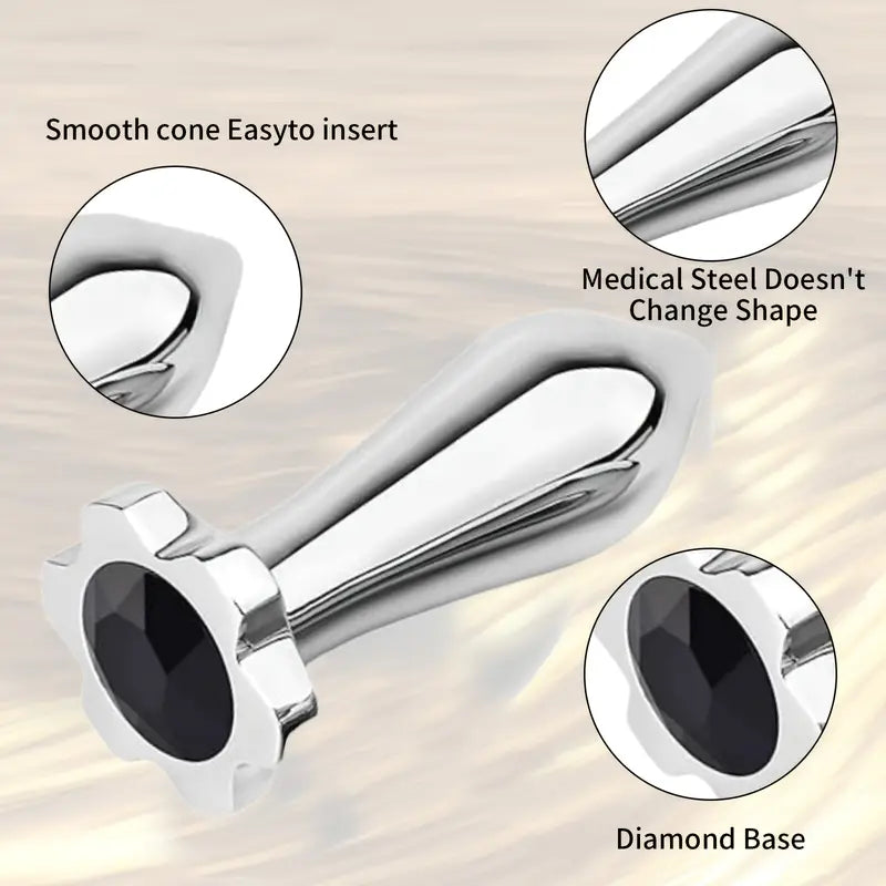 3pcs Anal Trainer Plum Blossom Shape Anal Toys Jeweled Metal Butt Plug