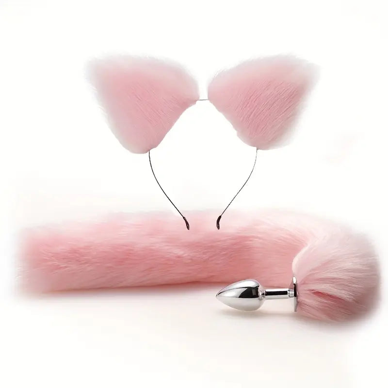 SM Metal Fox Tail Ear Set Tail Butt Plug With Ear Set For Cosplay Sex Game