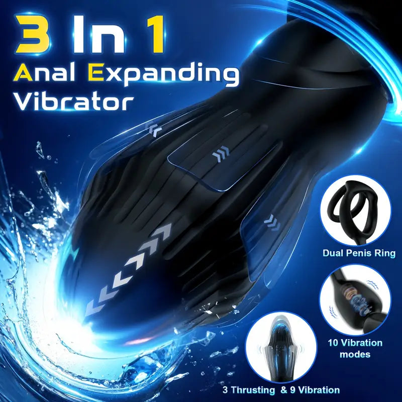 3 Insertion Dilation 9 Vibration Modes Vibrating Anal Plug Vibrator