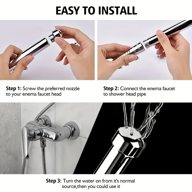 3-in-1 Shower Enema Nozzle Kit Douche Cleaner 3 Interchangeable Heads