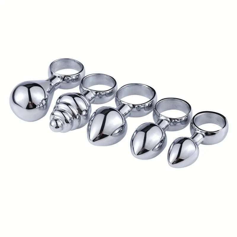 Premium Metal Anal Plug G-Spot Massager Dilator With Textured Pull Ring