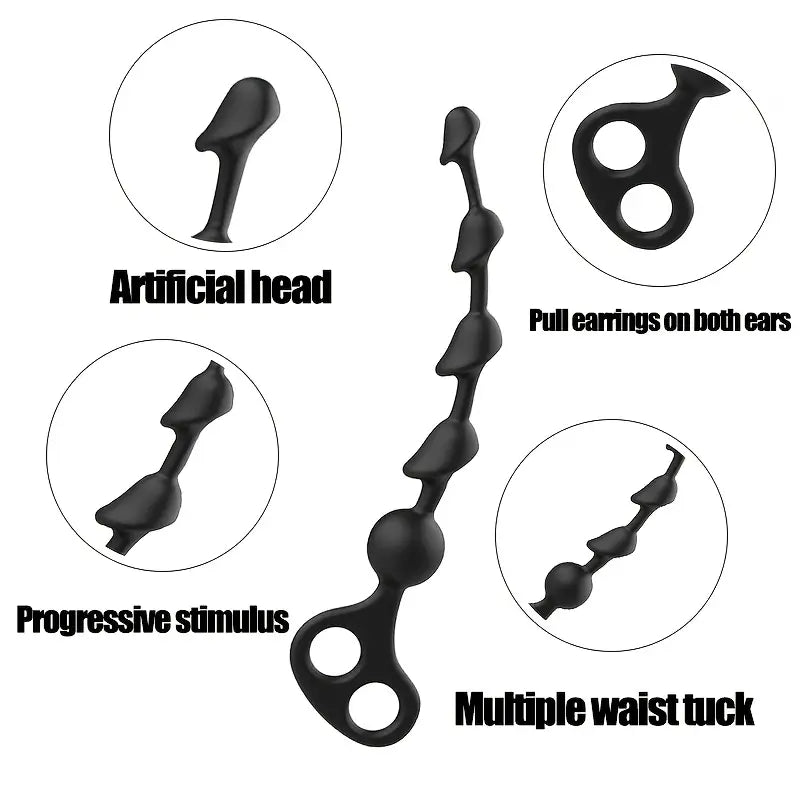 Black Anal Butt Plug For Anal Beads Stimulation Pleasure Trainer Kit