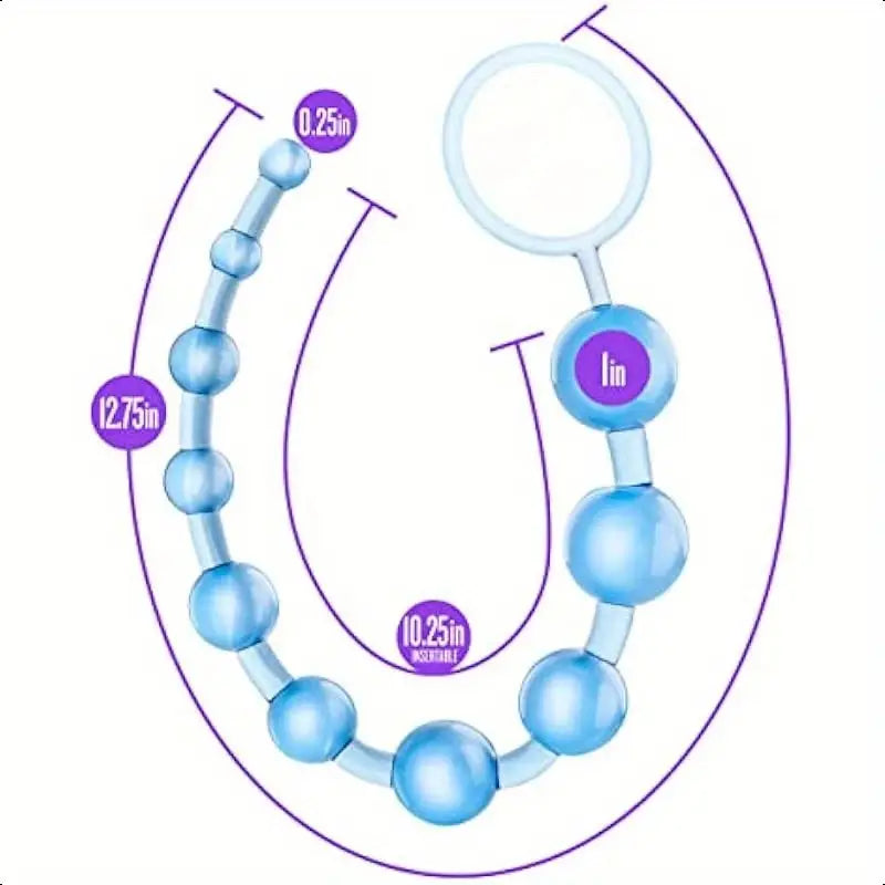 12inch Smooth & Seamless Anal Beads Body-Safe Graduated Blue Beads