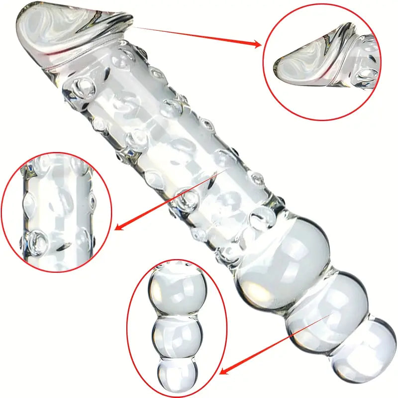 Glass Real Anal Beads Transparent Crystal Penis Double Head Glass Dildo