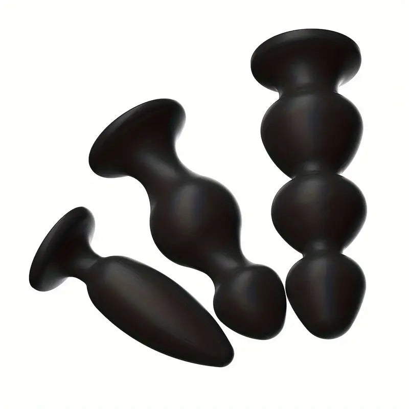 Silicone Anal Plug With Diamond Base Beginner Expert 3 Sizes Bead Ass Plug