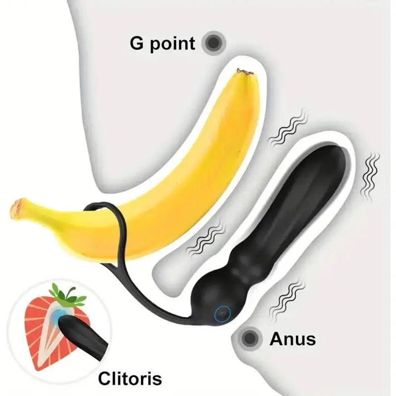 Prostate Massager With Cock Ring 9 Vibrating Modes Anal Butt Plug