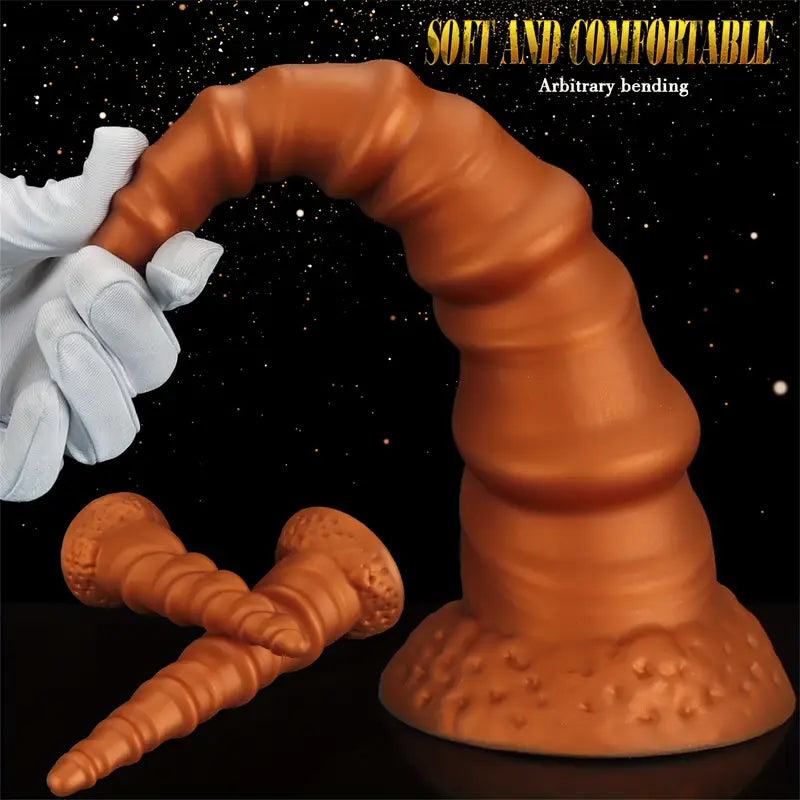 Tapered Thread Silicone Butt Plug With Suction Cup Texture Stimulation