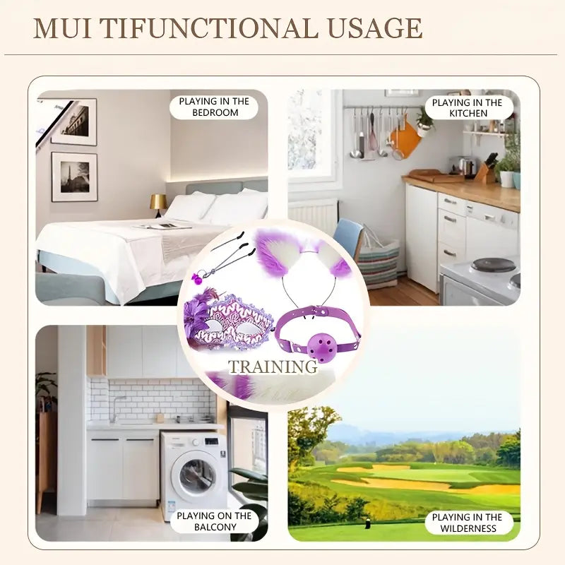 5pcs Coupling Fox Tail Role Playing Anal Plug Mask Ears Hairpin Posterior