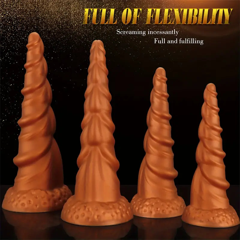 Tapered Thread Silicone Butt Plug With Suction Cup Texture Stimulation