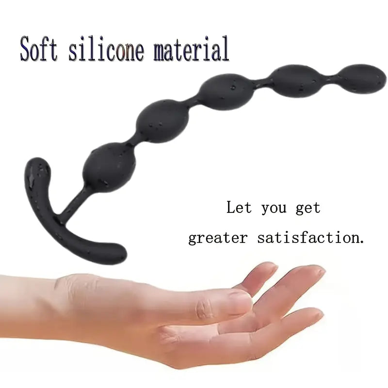 Silicone Anal Beads Butt Plug Flexible Anal Trainer Anal Chain With 5 Balls