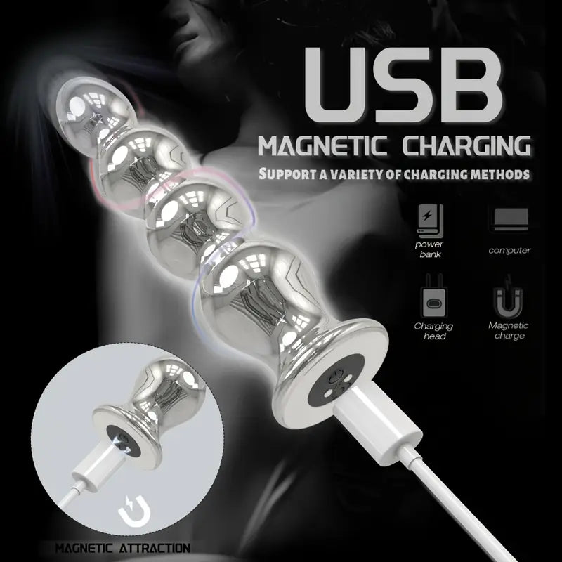 Nipple Clitoral Stimulation 9 Frequency Vibration Metal Butt Plug For Clit