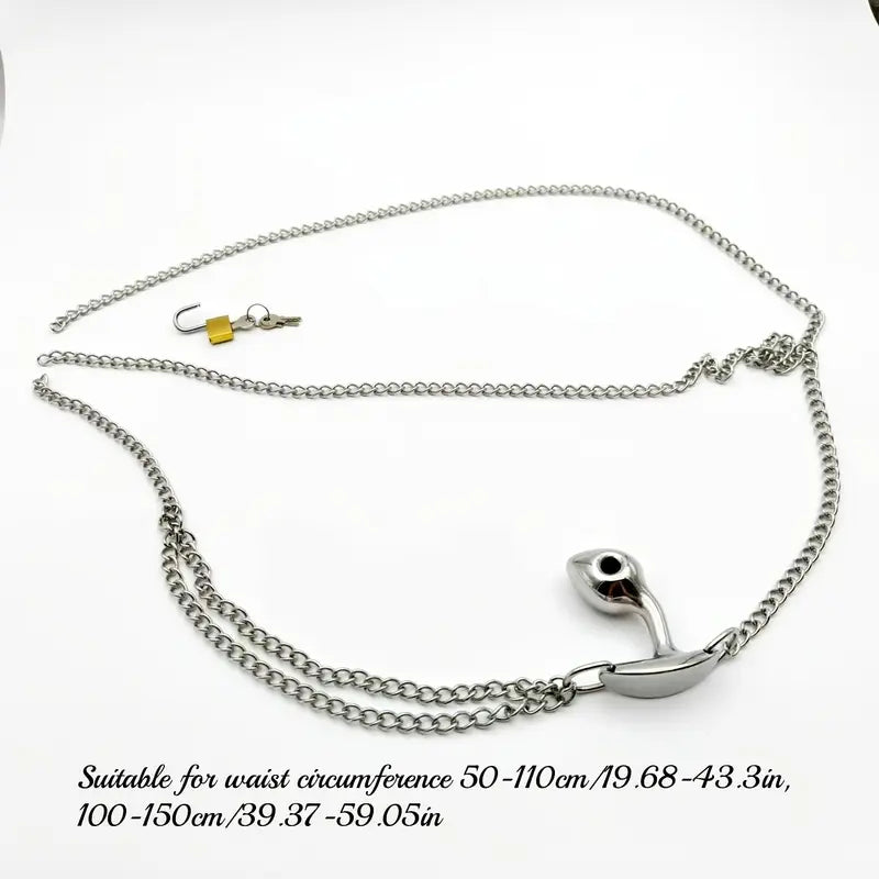 Wearable Iron Underwear With Metal Anal Plug For Posterior Massage