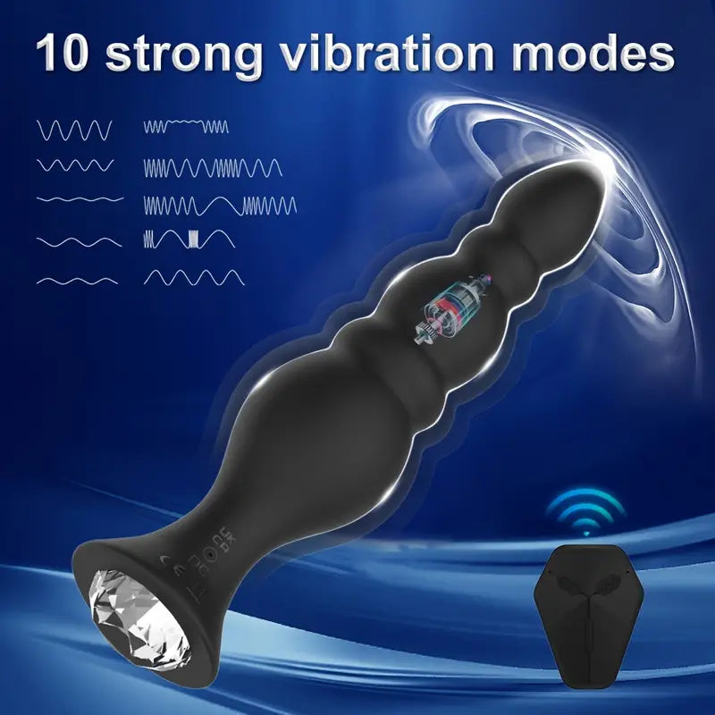 Remote Controlled Butt Plug G-spot Vibrator Bead Strap Prostate Massager