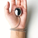 Metallic Stainless Steel Chain-Attached Elliptical Butt Plug For Outdoor Wear