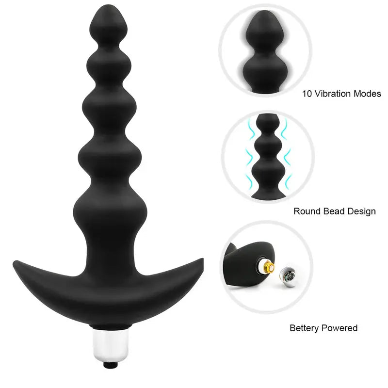 Butt Plug Flexible Silicone Graduated Design Vibrating Anal Beads