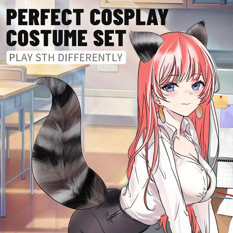 4pcs Butt Plug Anal Plug Set Fox Tail Anal Plug Cat Ears Headband Collar