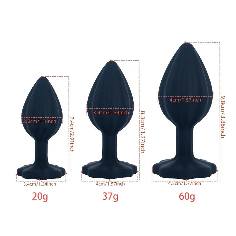 Silicone Anal Plug With Red Diamond Base Small G Spot Butt Plug For Beginners