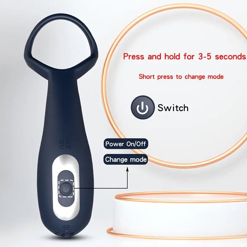 Double Motor Male Prostate Massager Vibrator 360° Rotate Ring Butt Plug