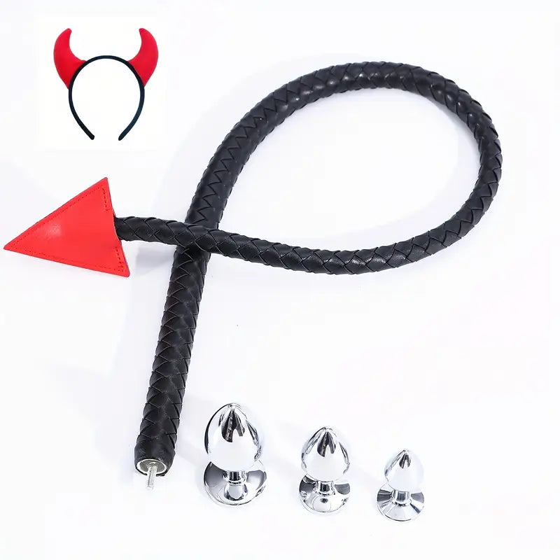 BDSM Whip Compilation Tail With Anal Plug Set Adult Sex Game Whip