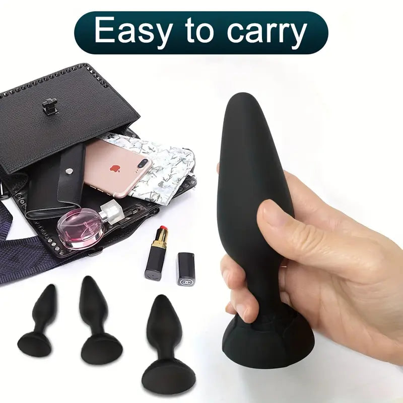 Silicone Anal Plug Training Kit With Base Long-Term Wearable Butt Plug