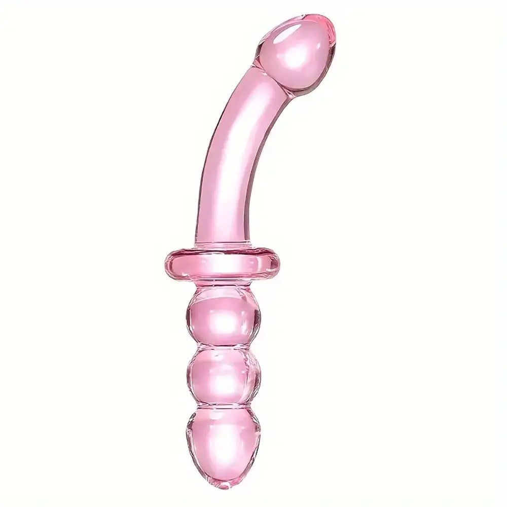 Pink Glass Dildo Anal Plug Self-Wrist Handheld Massage Anal Beads