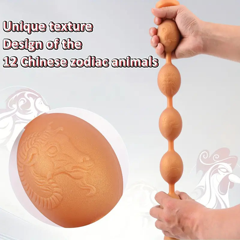 Zodiac Animals Silicone Wearable Anal Beads Anal Plug Pull Beads Massager