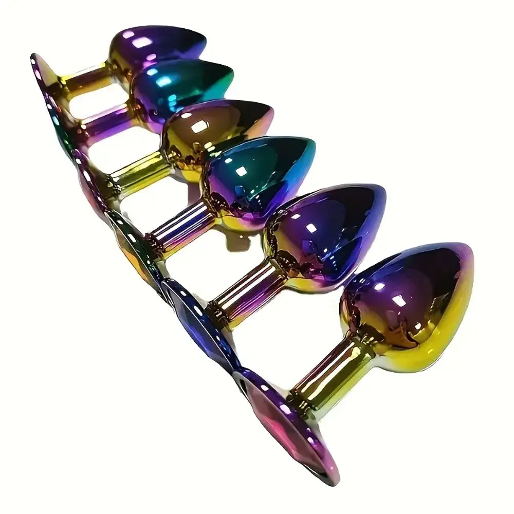 Colorful Anal Plug Three-in-One Pull Adult Sex Toy Metal Backyard