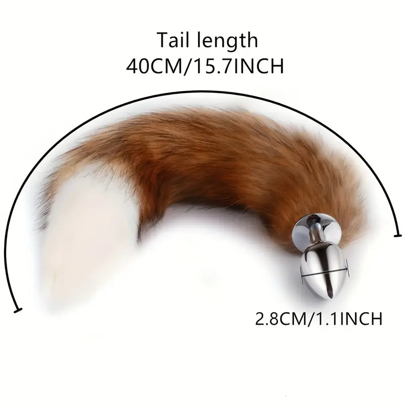 2pcs Set Role Play Luxury Fox Tail Anal Plug Butt Suitable For Women