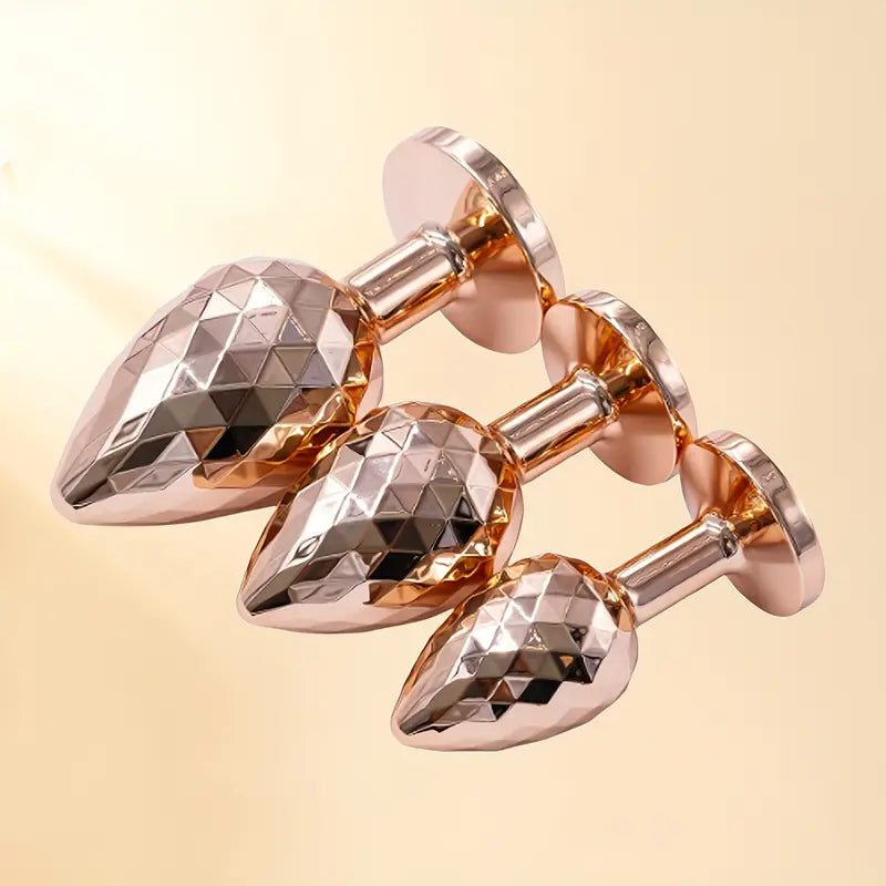 3pcs Luxury Geometric Diamond Anal Set Metal Butt Plug For G-Spot