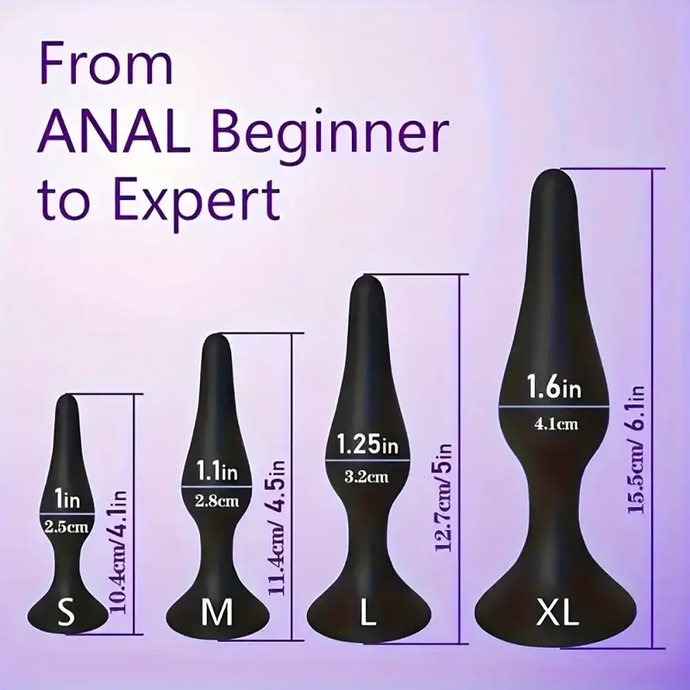 4pcs Unisex Silicone Anal Training Set Soft Anal Sex Trainer Butt Plug