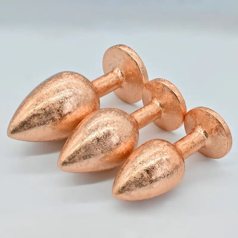 Golden Ice Flower Anal Plug Metal Butt Trainer With Jeweled Base