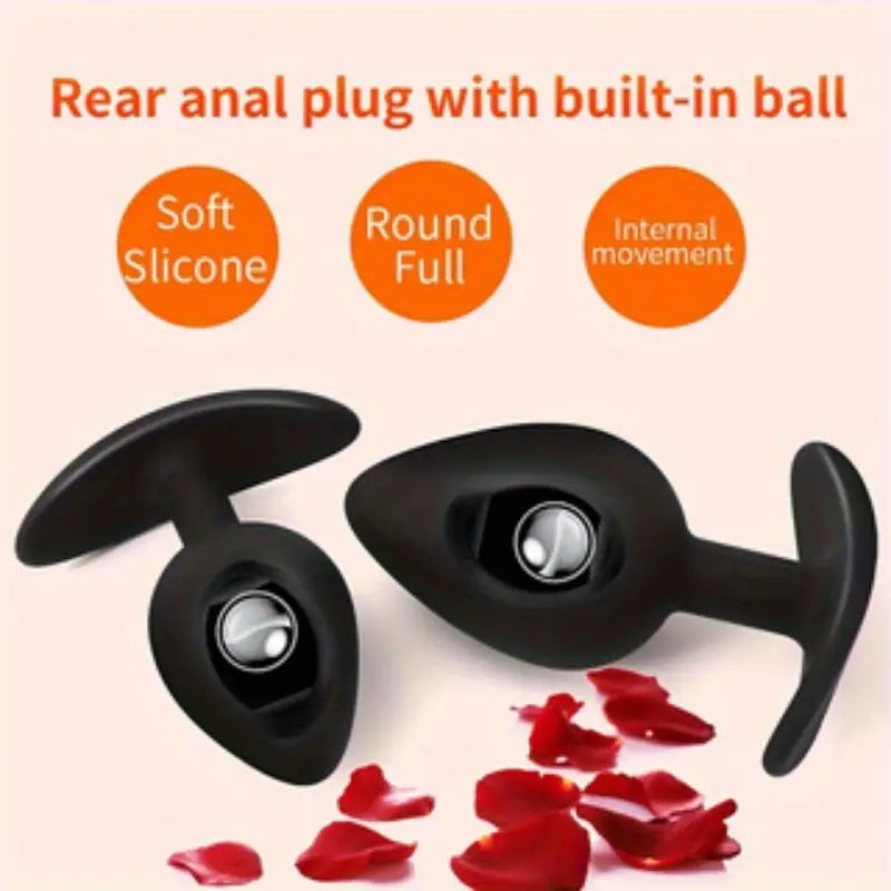 Silicone Ball-Shaped Soft Hand-Washable Smooth Black Anal Plug